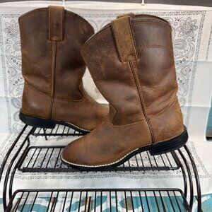 Justin Roper Youth Size 1D US Brown Leather Cowboy Western Boots 3410Y